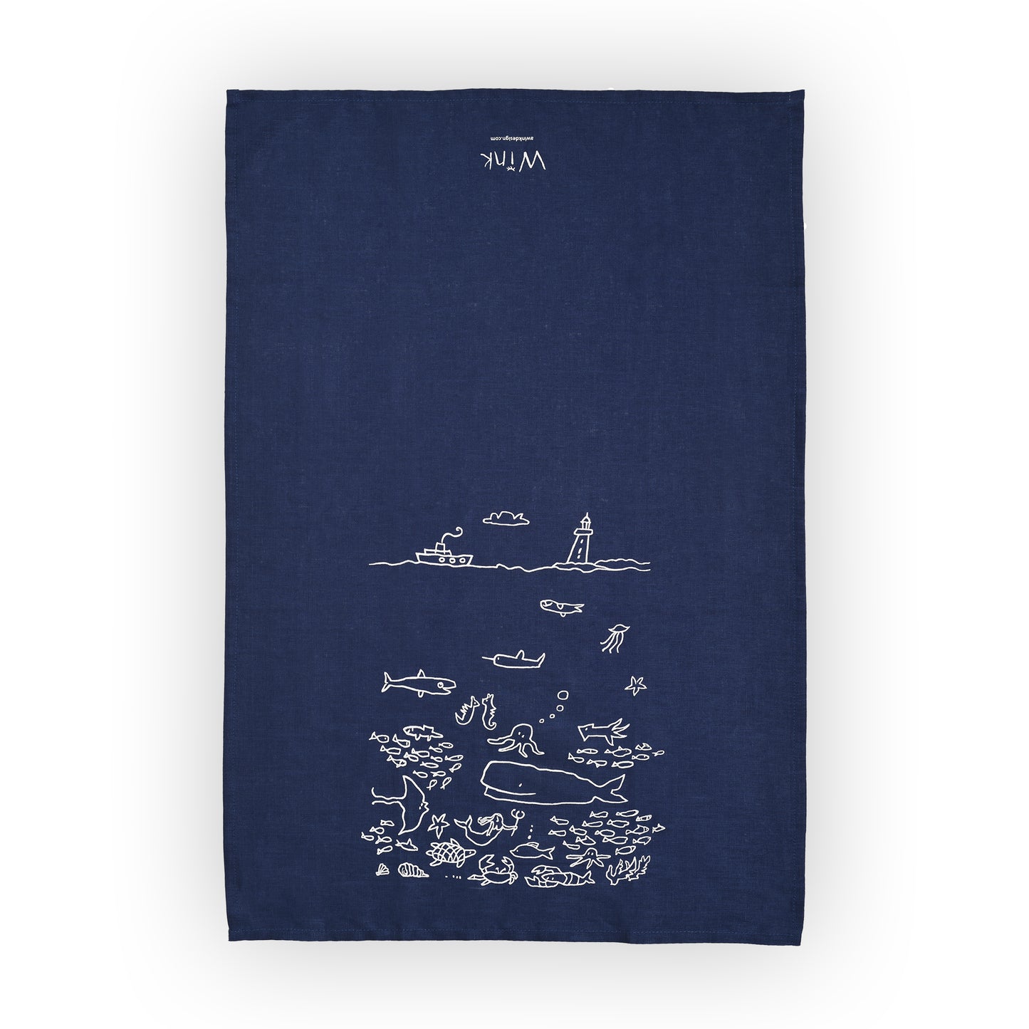 sea scenes tea towel, linen