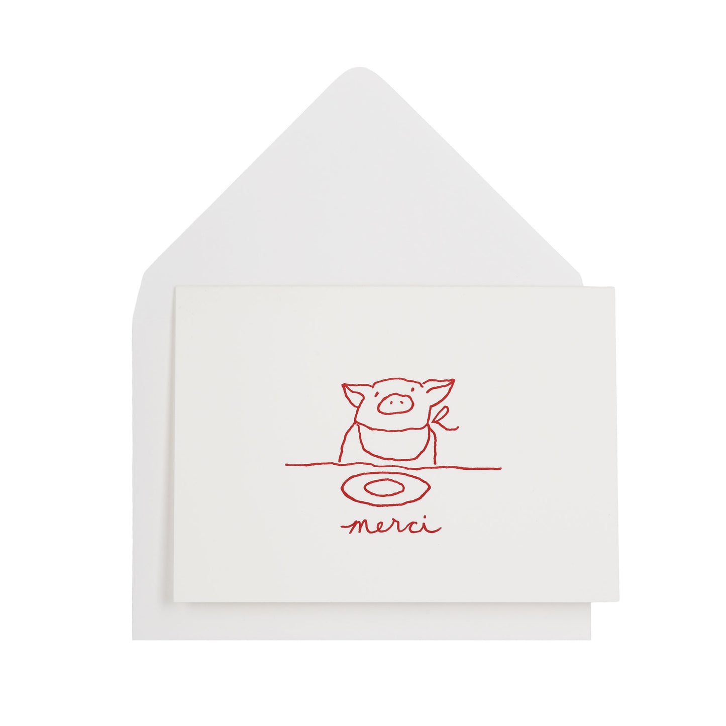 merci pig notecard, red