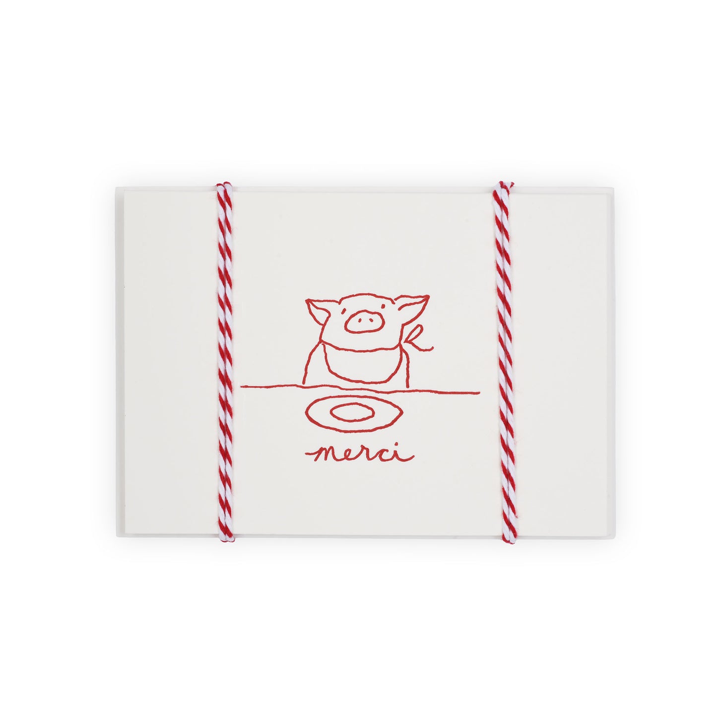 merci pig notecard, red