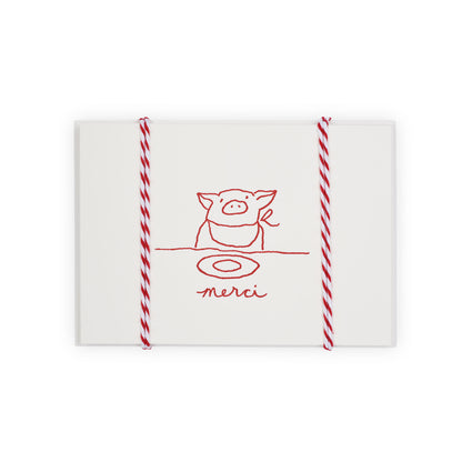 merci pig notecard, red