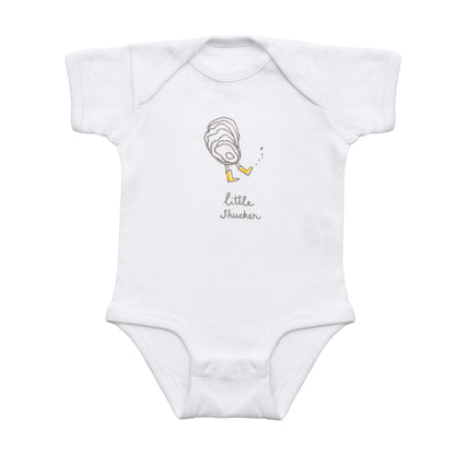 little shucker onesie, white