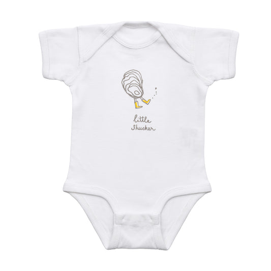 little shucker onesie, white