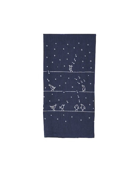 birds on a wire, linen