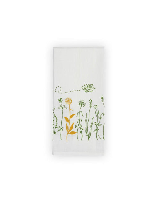butterfly meadow tea towel, linen